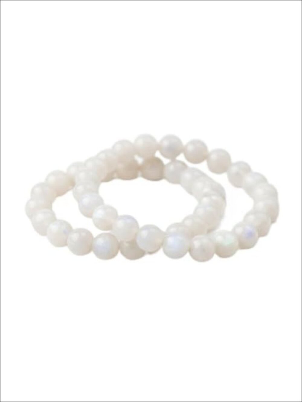 6mm Natural Rainbow Moonstone Beaded Stretch Bracelet Set of 2 Healing Yoga